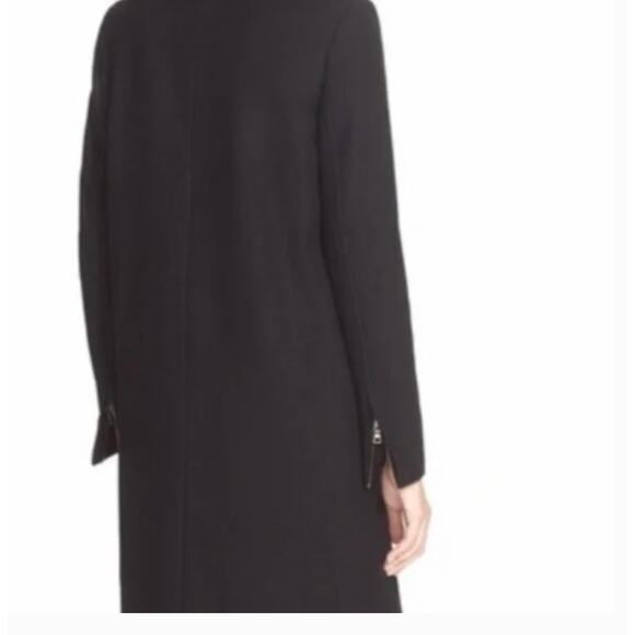 Vince Fur Collar Wool Coat M Black Leather Glam Capsule Minimalist Old Money - Picture 5 of 12